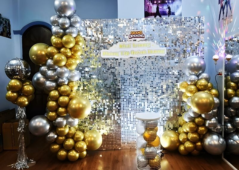 Backdrop khai trương đính Sequins