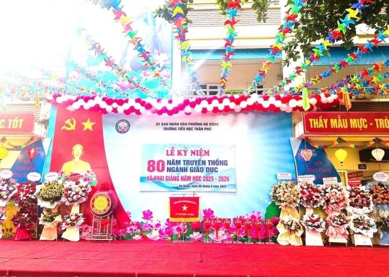 Backdrop kỷ niệm thành lập trường Tiểu Học Trần Phú
