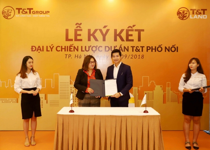 Backdrop lễ k&yacute; kết T&T Phố Nối