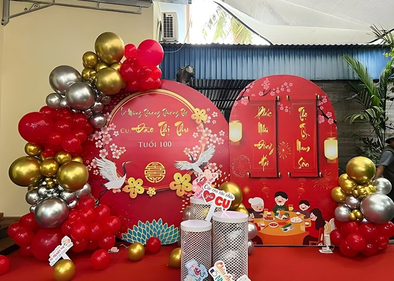 Backdrop mừng thọ 100 tuổi