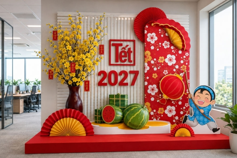 Backdrop Tết 2027 hiện đại