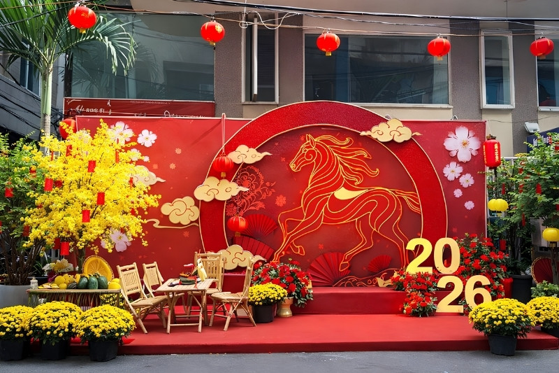 Backdrop Tết nổi 3D ấn tượng