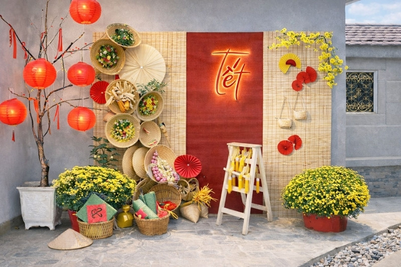 Trang trí backdrop Tết 2027