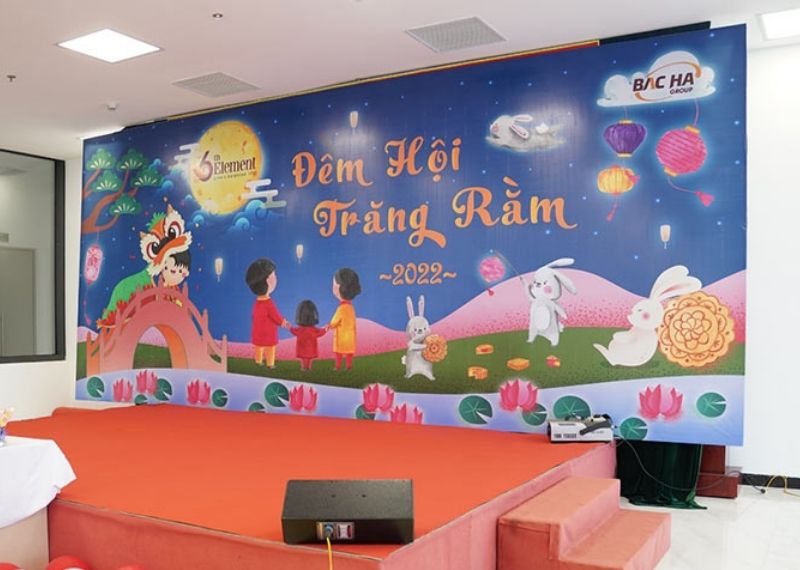 Backdrop đ&ecirc;m hội trăng rầm