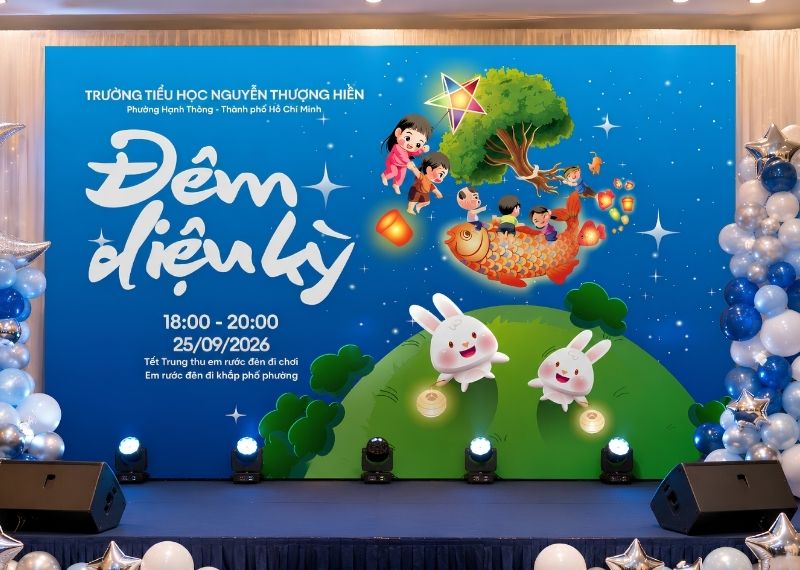 Backdrop Trung Thu trường tiểu học Nguyễn Thượng Hiền