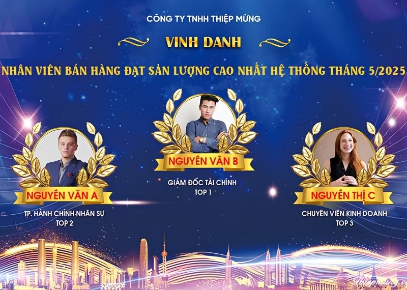 Backdrop vinh danh nhân viên bán hàng