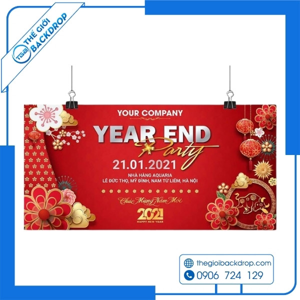 21+ mẫu backdrop Year End Party nổi bật, ấn tượng