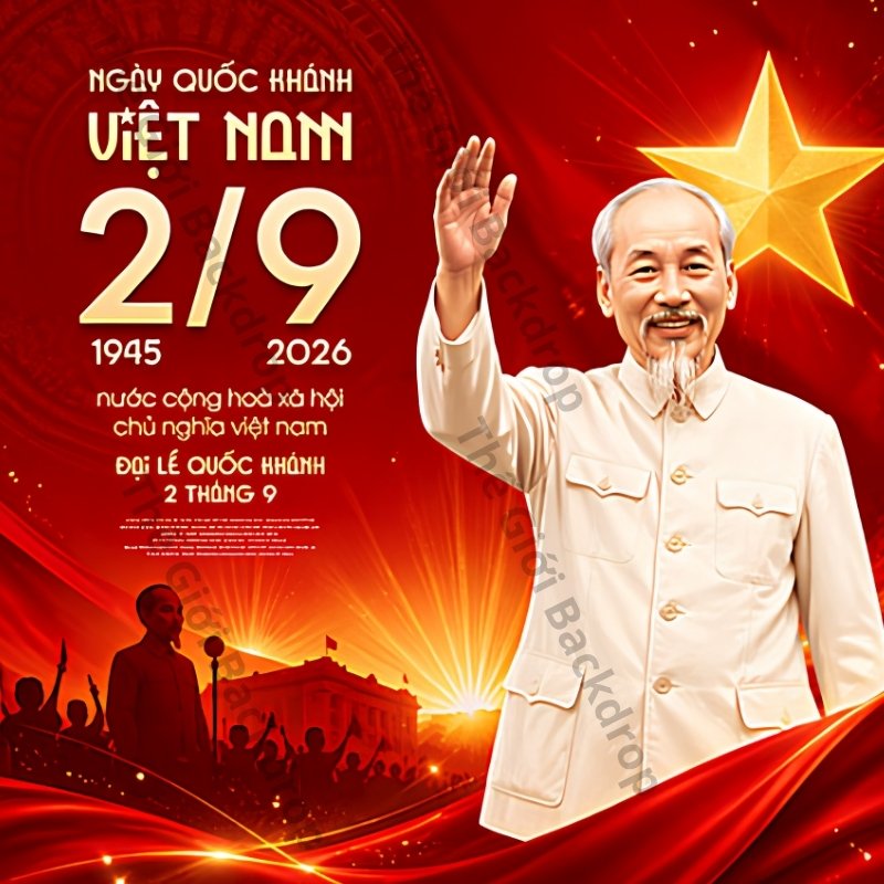 Poster ch&uacute;c mừng 2/9 Quốc Kh&aacute;nh 2026