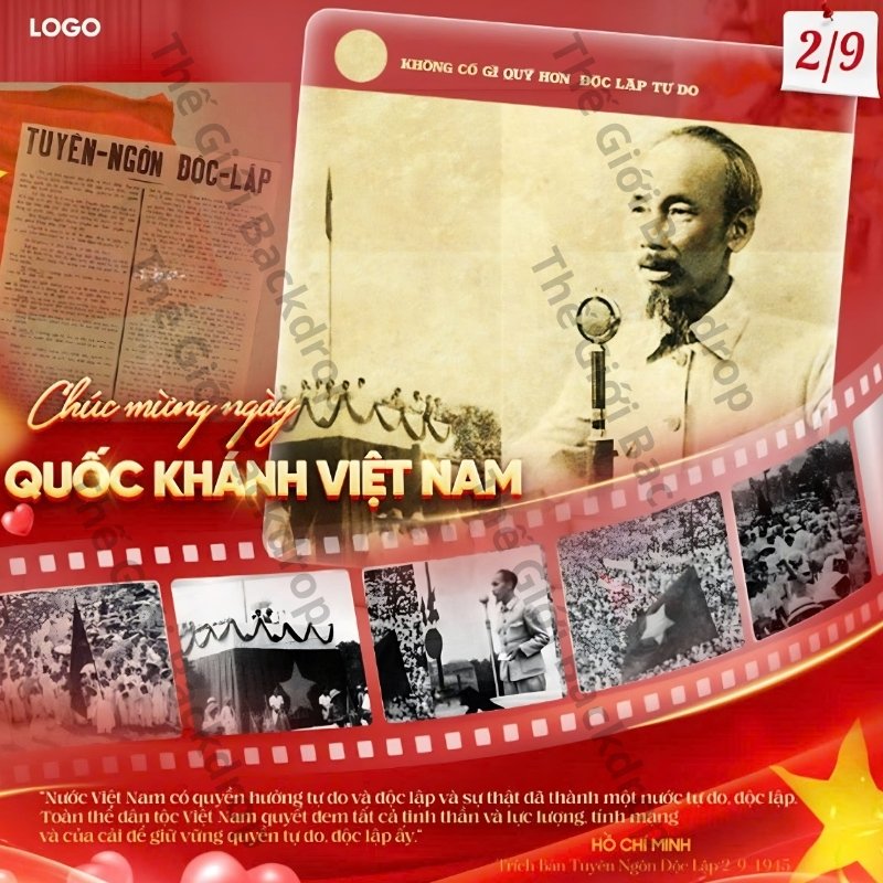 Poster ch&uacute;c mừng 2/9 Quốc Kh&aacute;nh &yacute; nghĩa