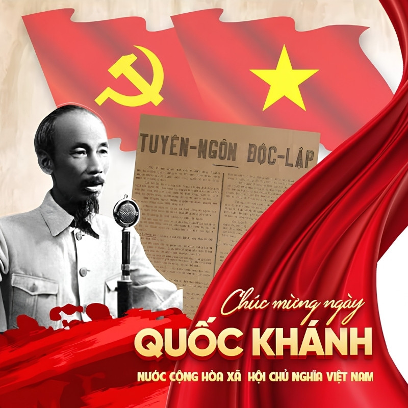 Poster ch&uacute;c mừng 2/9 Quốc Kh&aacute;nh