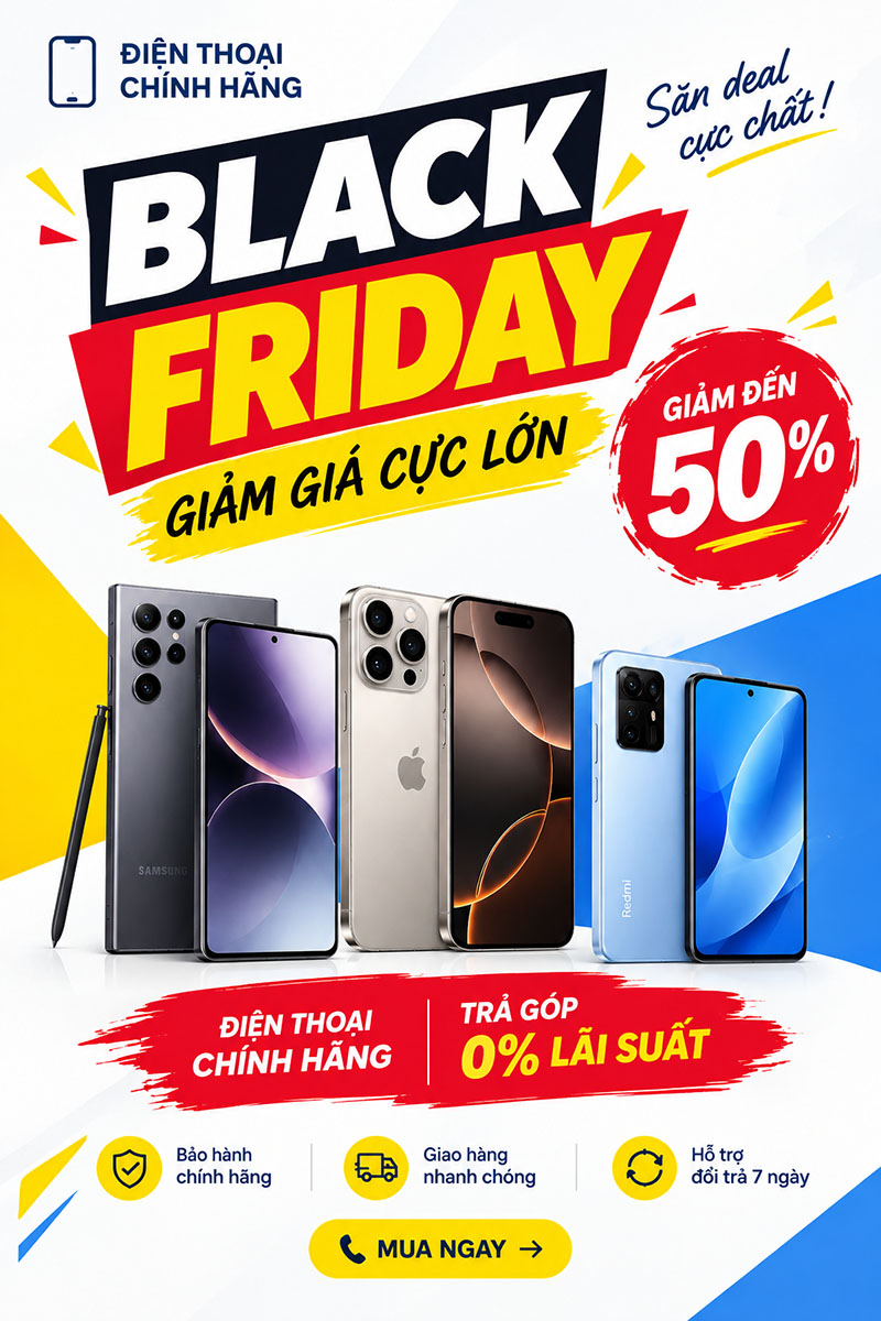 Poster khuyến m&atilde;i điện thoại đẹp