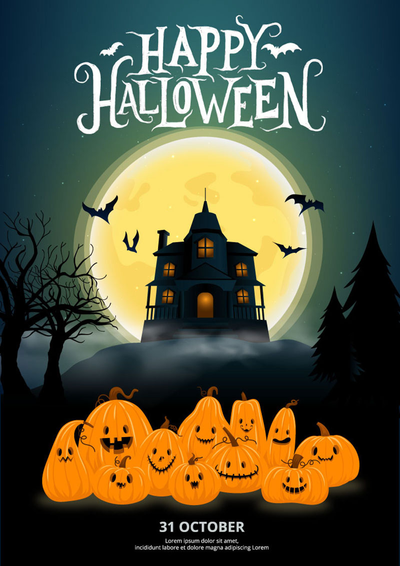 Poster Hallloween th&ocirc;ng b&aacute;o sự kiện