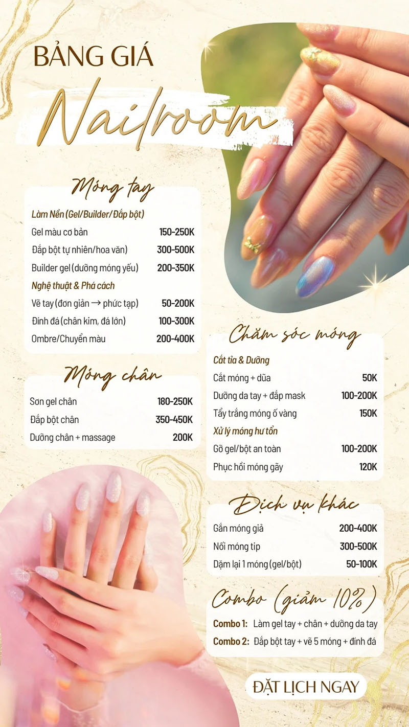 Mẫu poster bảng giá nails