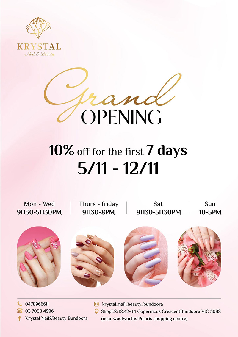 Poster khai trương Krystal Nails