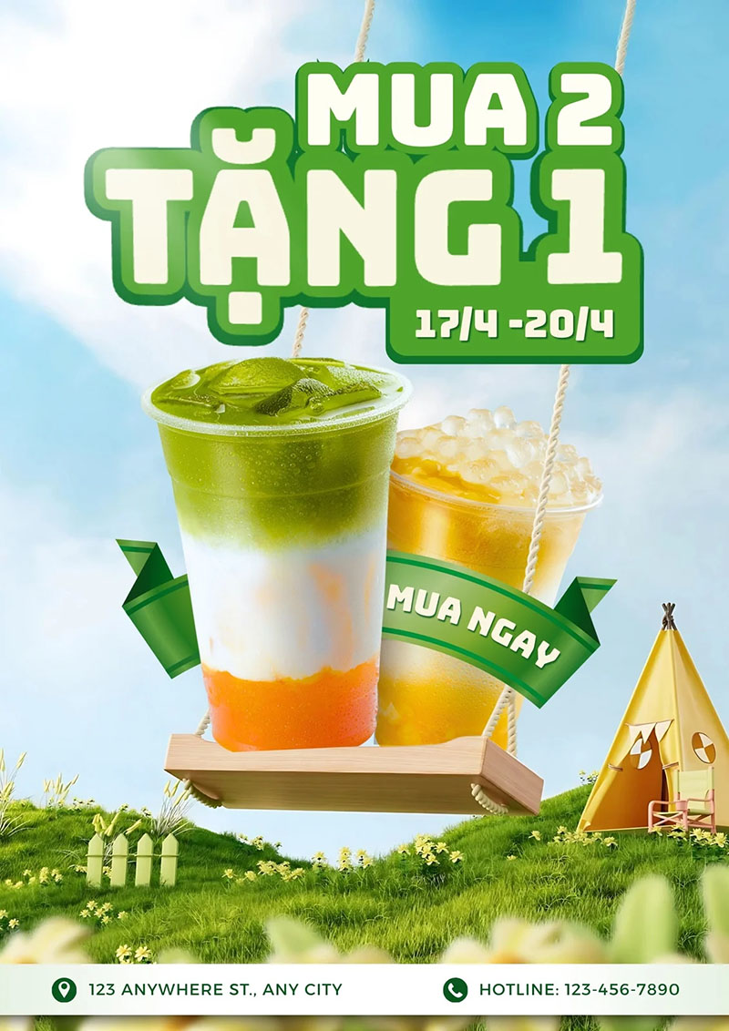 Poster nước mua 2 tặng 1
