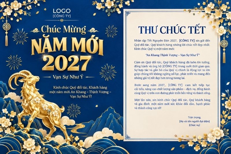 Mẫu poster ch&uacute;c mừng năm mới đối t&aacute;c, kh&aacute;ch h&agrave;ng