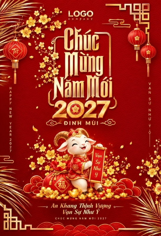 Poster ch&uacute;c mừng năm mới đẹp
