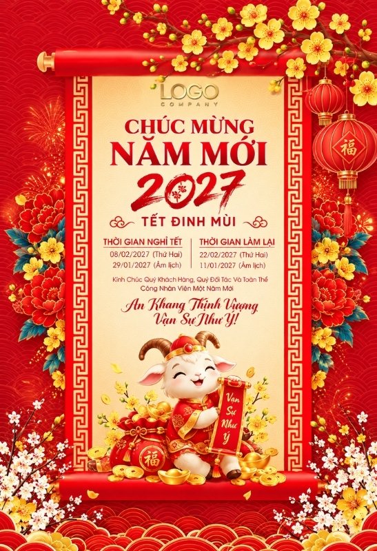 Poster lịch nghỉ Tết