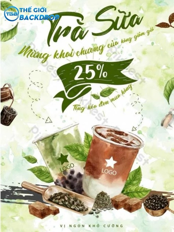 Poster khai trương trà sữa