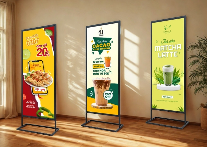 Mẫu standee ch&acirc;n sắt ấn tượng