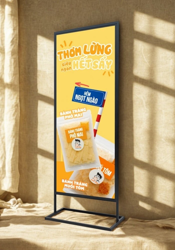 Standee ch&acirc;n sắt b&aacute;nh tr&aacute;ng