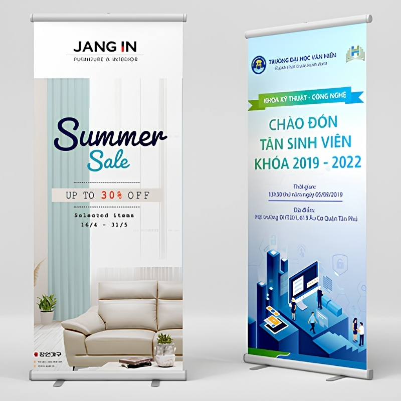 Standee ch&agrave;o mừng cuốn nh&ocirc;m