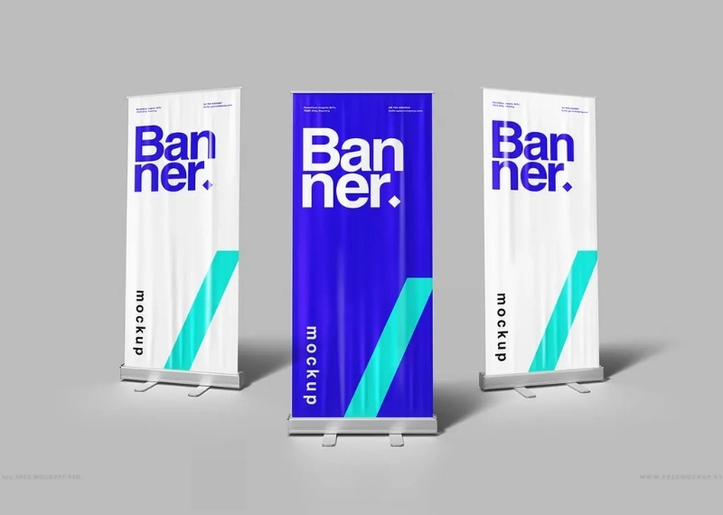 mockup standee cuốn nh&ocirc;m