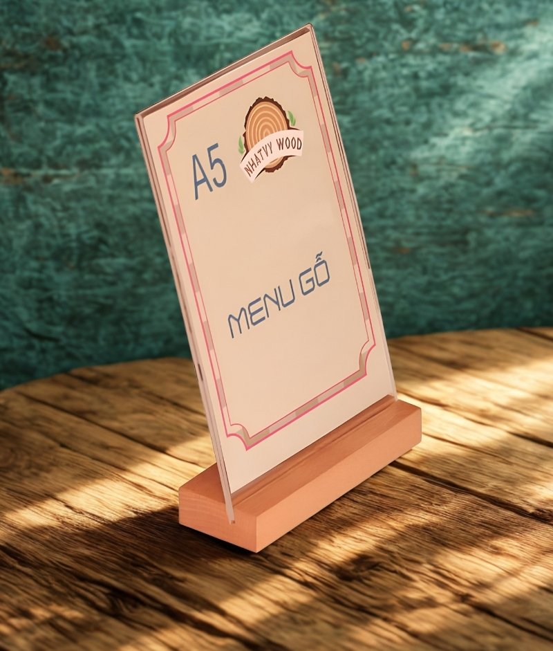 Standee mini để b&agrave;n bằng gỗ