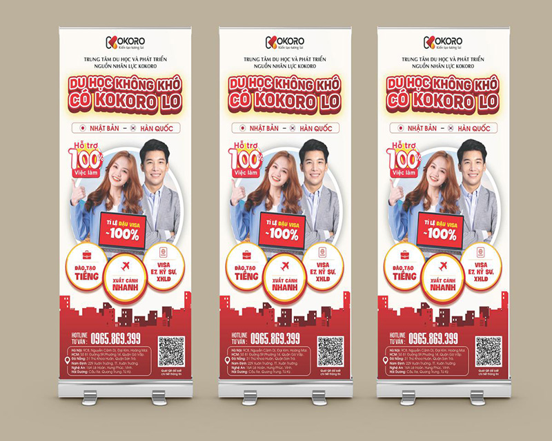 Standee du học cuốn nhôm