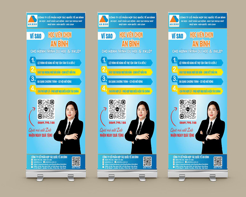 Standee hổ trợ du học An Bình