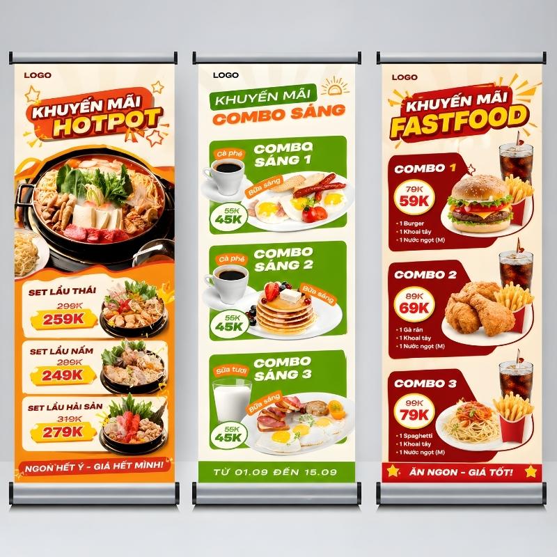 Standee khuyến m&atilde;i combo ăn uống