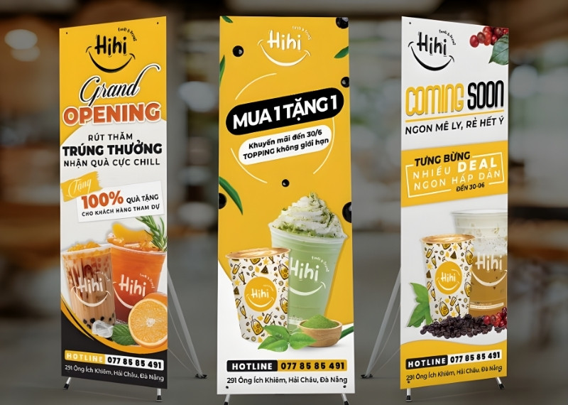 Standee khuyến m&atilde;i tr&agrave; sữa