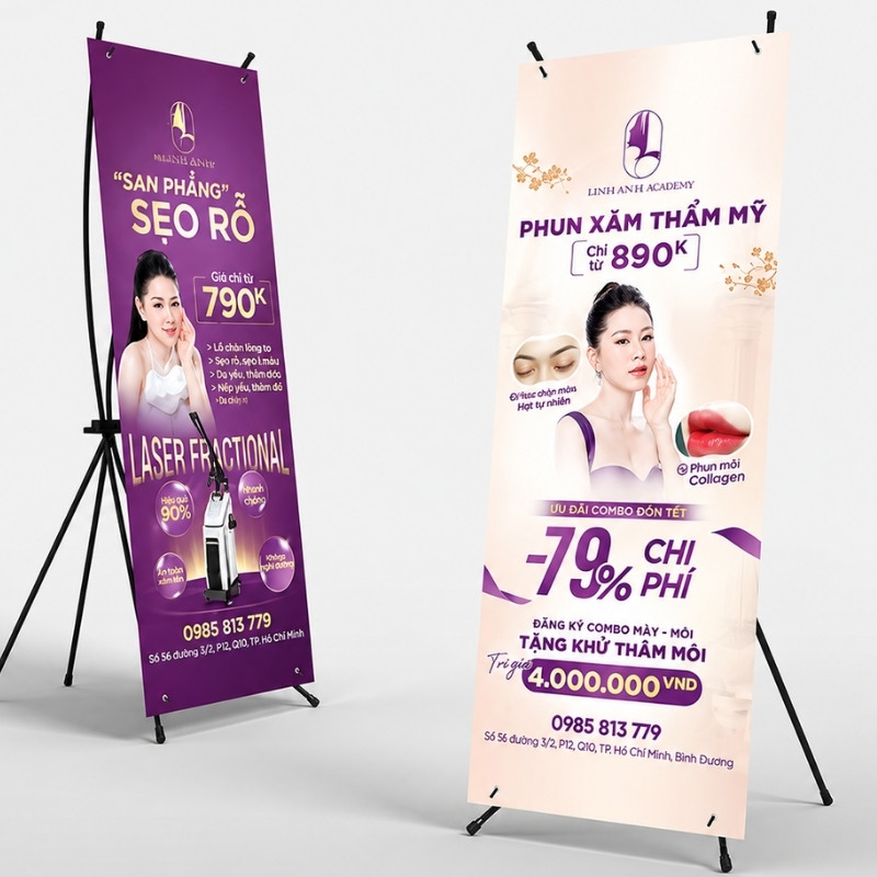 Mẫu standee thẩm mỹ chữ X