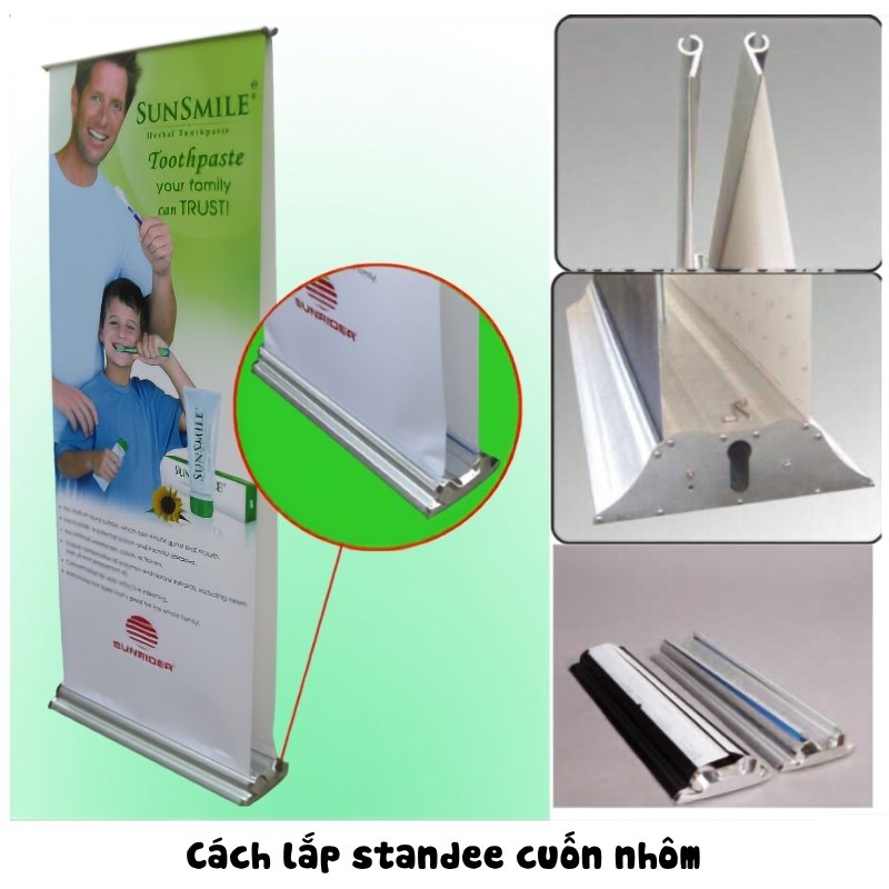 Cách lắp standee cuốn nhôm