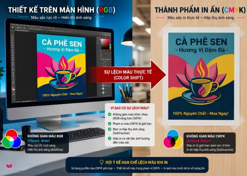 Nguy&ecirc;n nh&acirc;n g&acirc;y xỉn m&agrave;u khi chuyển từ RGB sang CMYK