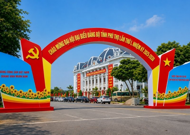Cổng chào Đại Hội Đại Biểu tỉnh Phú Thọ