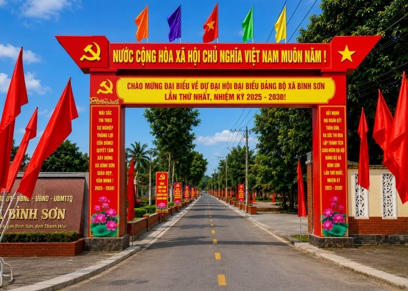 Cổng chào Đại Hội Đảng xã Bình Sơn