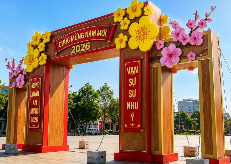 Cổng ch&agrave;o Tết chợ xu&acirc;n